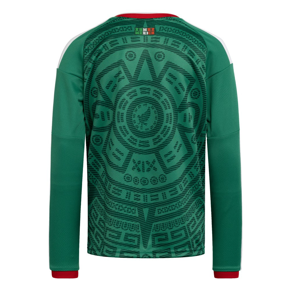 Mexico National Team Youth FIFA x World Cup 2026 Home Replica Long-Sleeve Jersey Green - Adidas