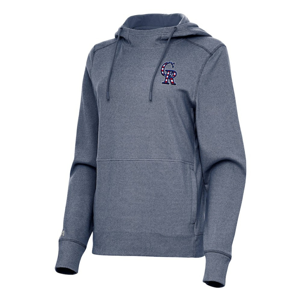 Colorado Rockies Antigua Women's Justice Stars and Stripes Team Logo Pullover Hoodie | MLB Discount