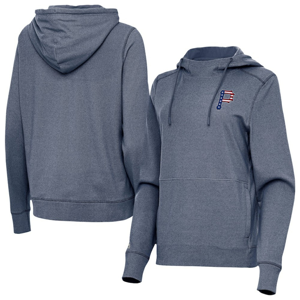 Pittsburgh Pirates Antigua Women's Justice Stars and Stripes Team Logo Pullover Hoodie | MLB Shop