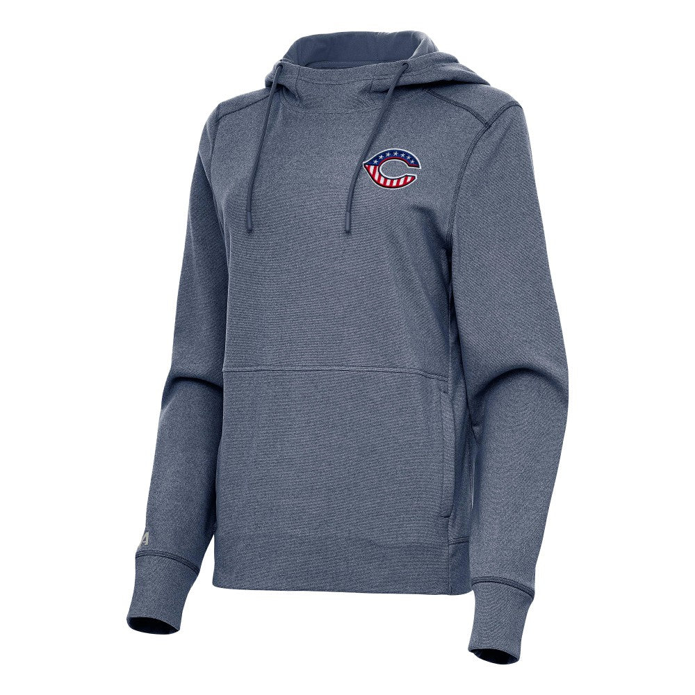 Cincinnati Reds Antigua Women's Justice Stars and Stripes Team Logo Pullover Hoodie | MLB Outlet