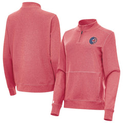 Chicago Cubs Antigua Women's Crush Stars and Stripes Team Logo Quarter-Zip Pullover Top | MLB US