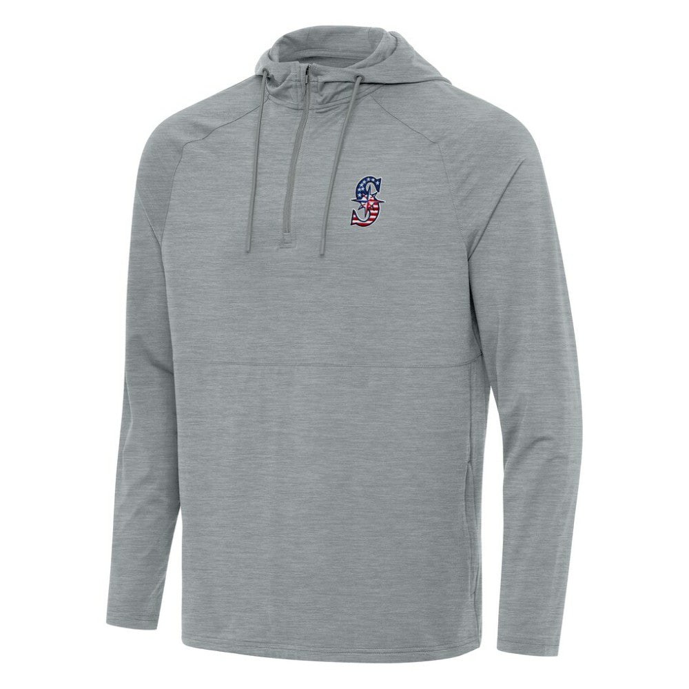 Seattle Mariners Antigua Spikes Stars and Stripes Team Logo Quarter-Zip Pullover Hoodie | MLB US