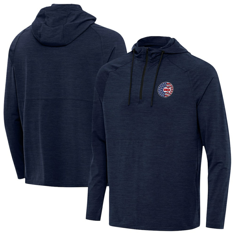 Chicago Cubs Antigua Spikes Stars and Stripes Team Logo Quarter-Zip Pullover Hoodie | MLB Shop