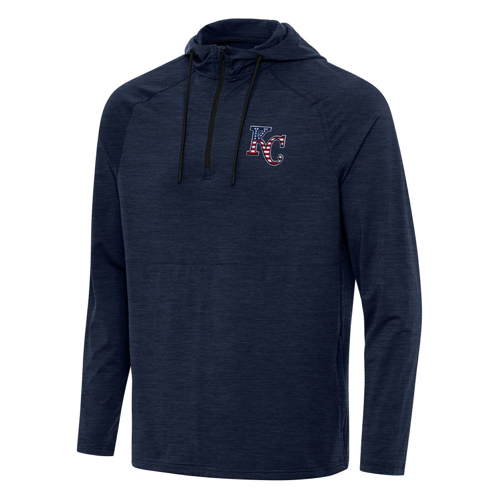 Kansas City Royals Antigua Spikes Stars and Stripes Team Logo Quarter-Zip Pullover Hoodie | MLB New