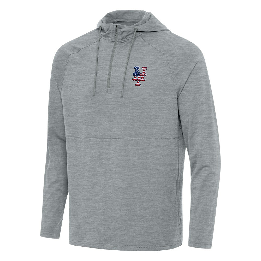 New York Mets Antigua Spikes Stars and Stripes Team Logo Quarter-Zip Pullover Hoodie | MLB Shop