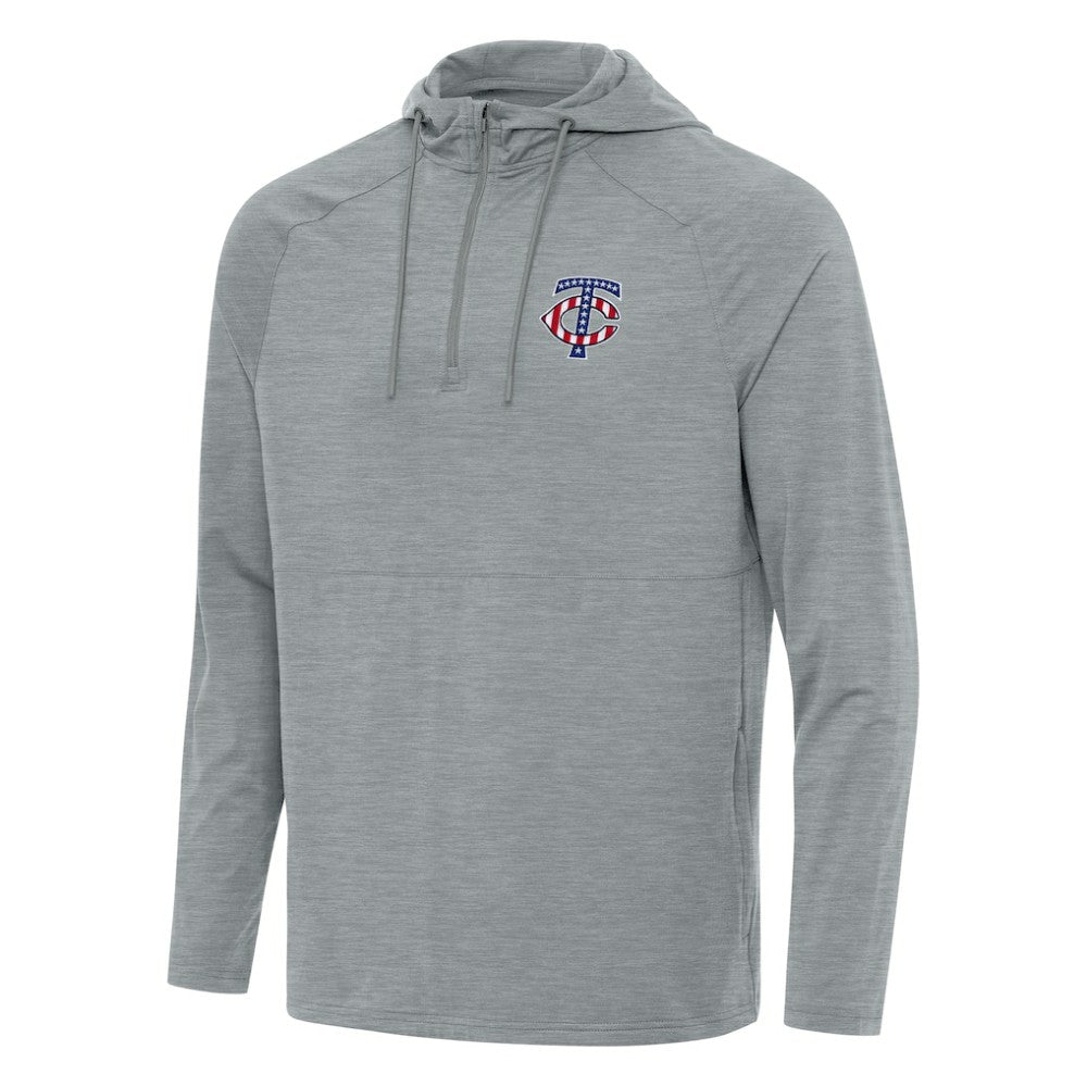 Minnesota Twins Antigua Spikes Stars and Stripes Team Logo Quarter-Zip Pullover Hoodie | MLB US