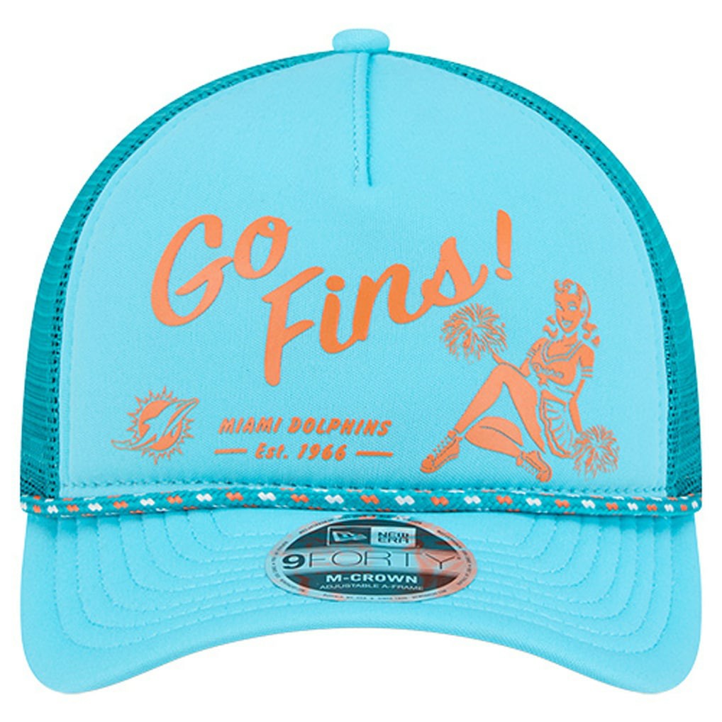 Miami Dolphins New Era Gas Station 9FORTY A-Frame M-Crown Adjustable Trucker Hat