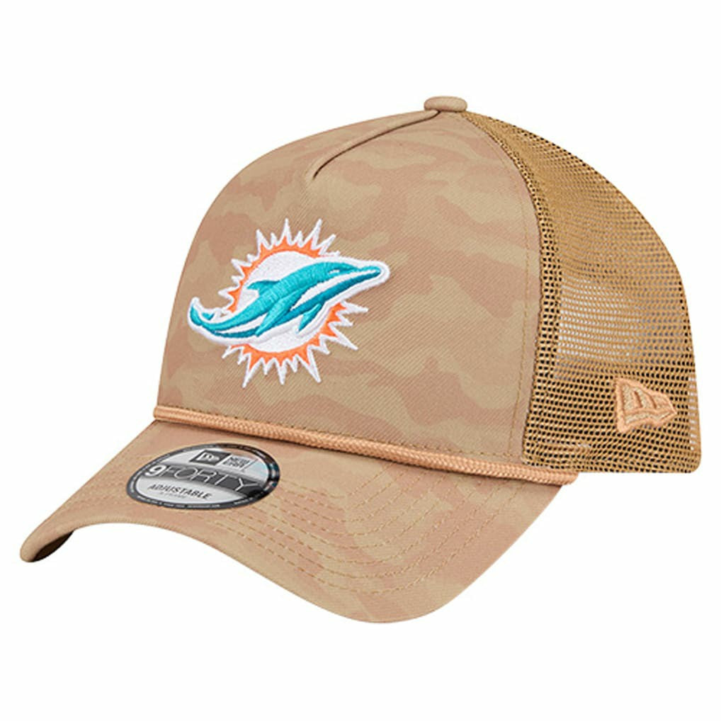 Miami Dolphins New Era Wheat Camo 9FORTY Adjustable Hat