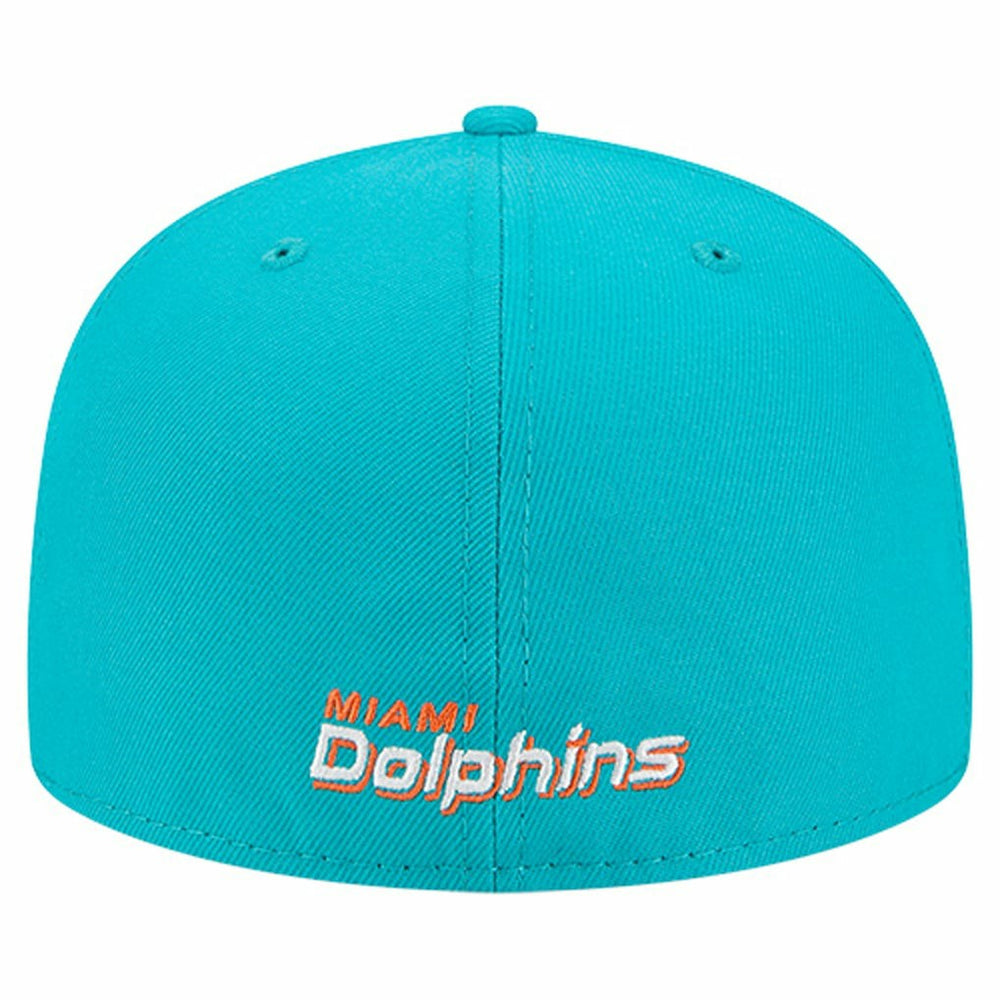 Miami Dolphins New Era Overlap Wordmark 59FIFTY Fitted Hat