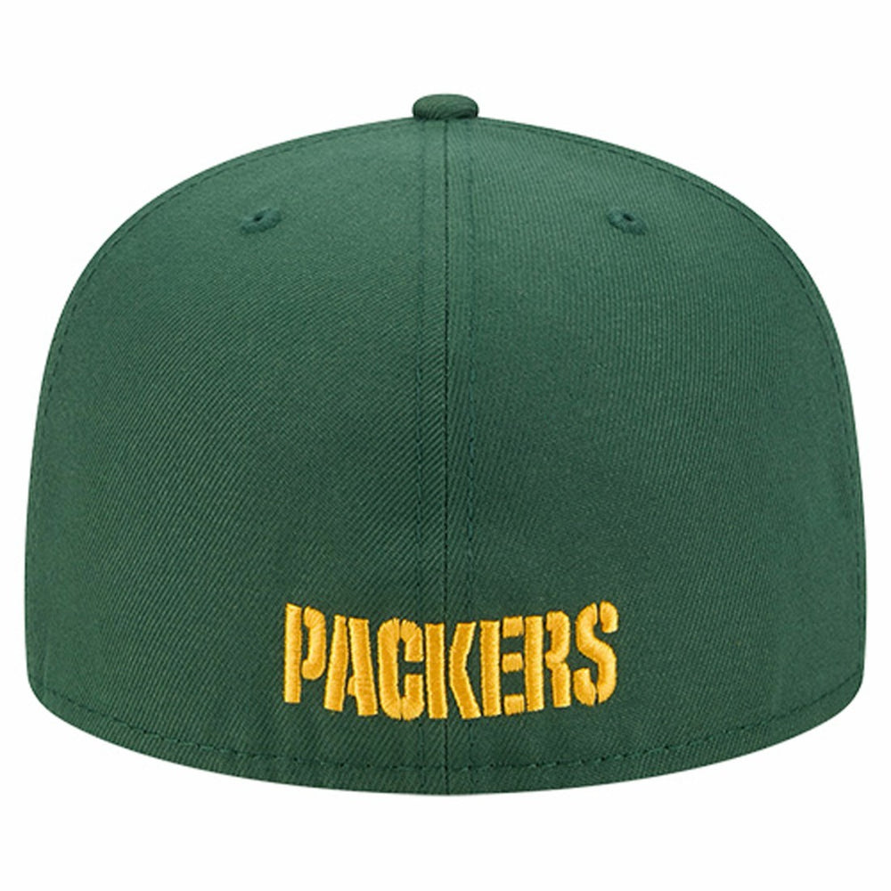 Green Bay Packers New Era Overlap Wordmark 59FIFTY Fitted Hat