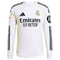 Jude Bellingham Real Madrid 2025/26 Home Long Sleeve Jersey White - Adidas