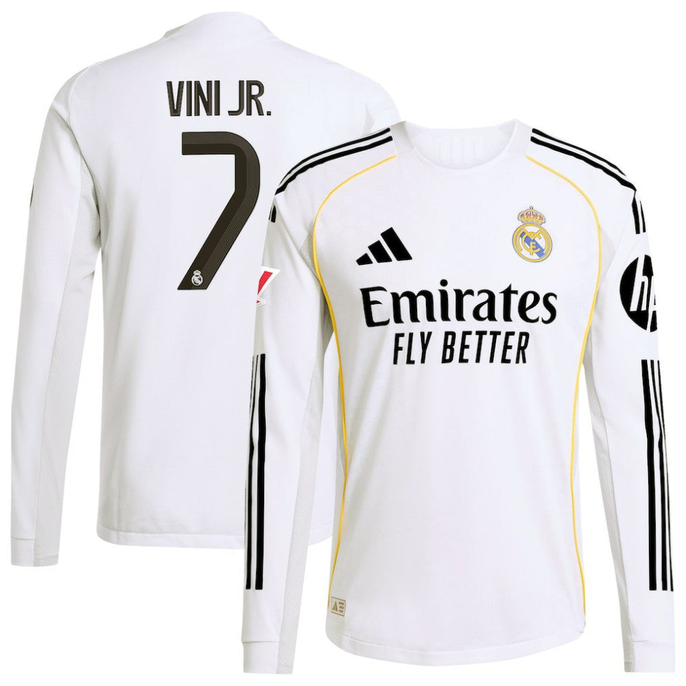 Vini Jr. Real Madrid 2025/26 Home Long Sleeve Jersey White - Adidas