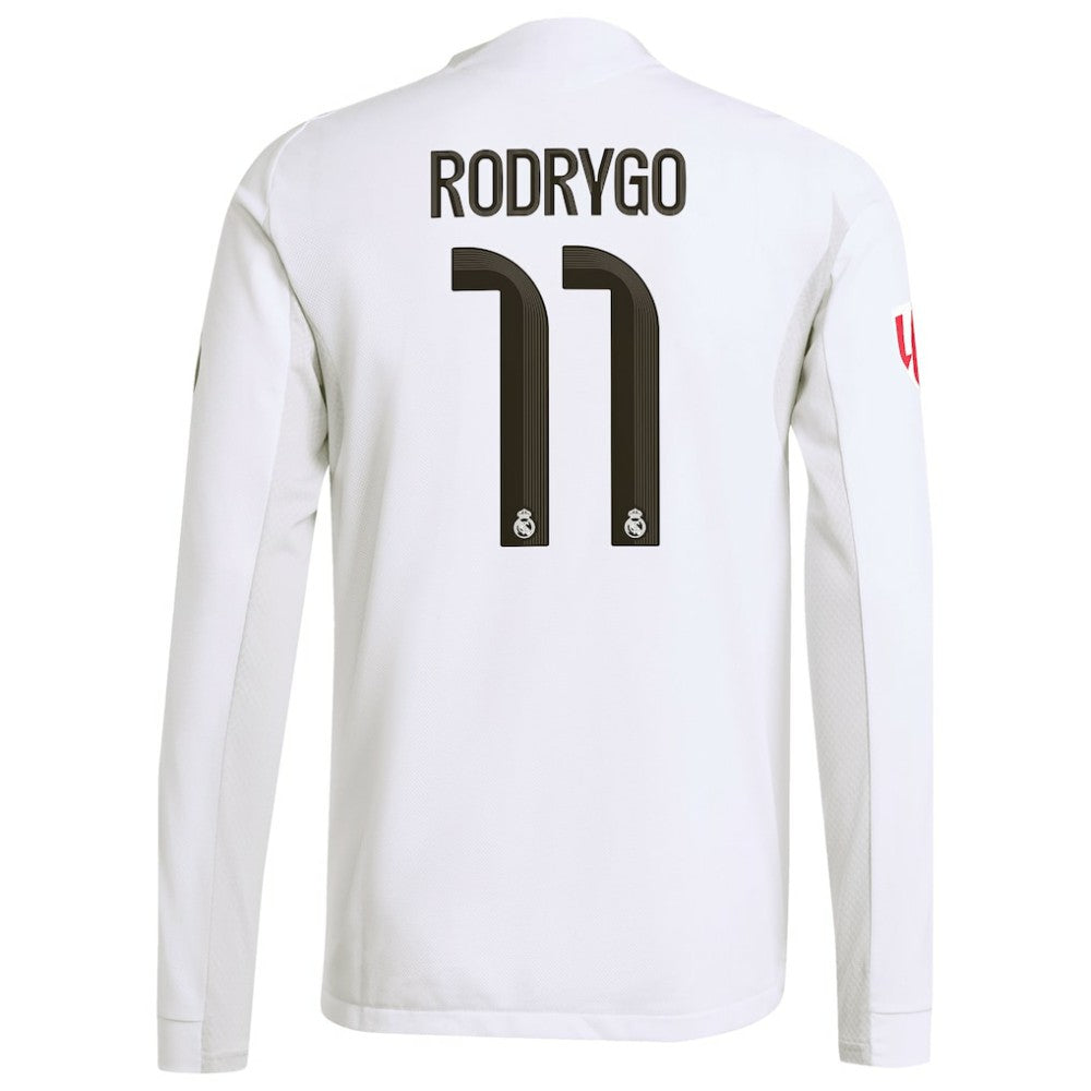 Rodrygo Real Madrid 2025/26 Home Long Sleeve Jersey White - Adidas