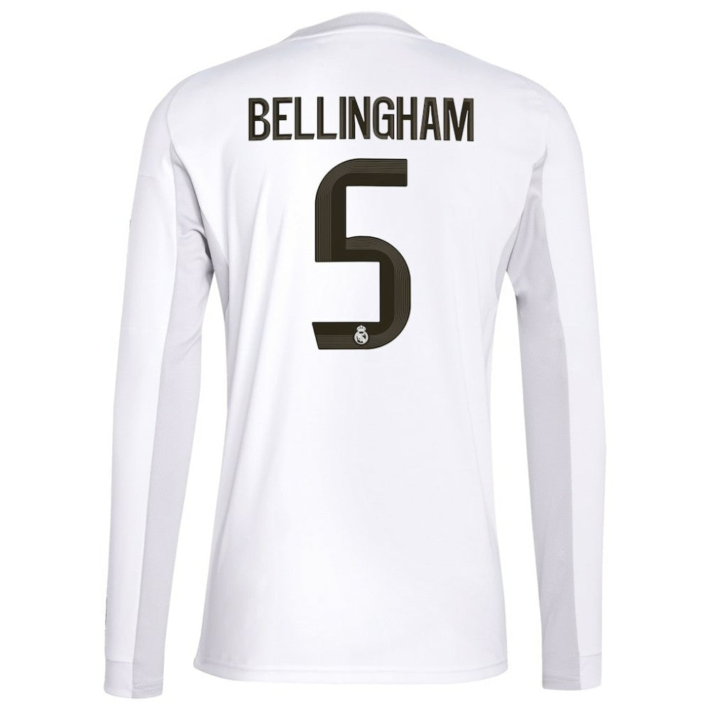 Jude Bellingham Real Madrid 2025/26 Home Replica Long Sleeve Jersey White - Adidas