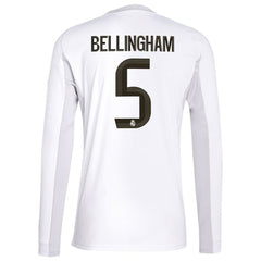Jude Bellingham Real Madrid 2025/26 Home Replica Long Sleeve Jersey White - Adidas