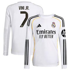 Vini Jr. Real Madrid Youth 2025/26 Home Replica Long Sleeve Jersey White - Adidas