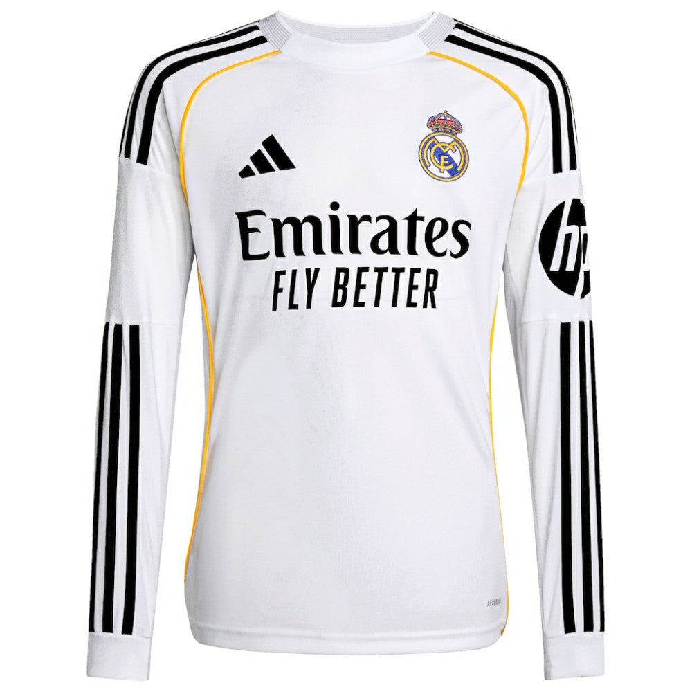 Vini Jr. Real Madrid Youth 2025/26 Home Replica Long Sleeve Jersey White - Adidas