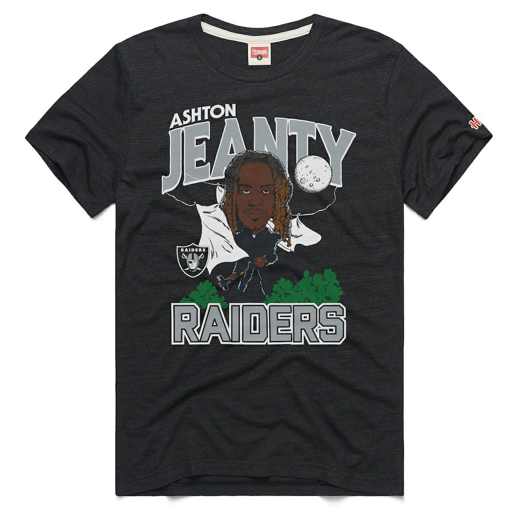 Las Vegas Raiders  Ashton Jeanty  Homage Unisex Caricature Player Graphic Tri-Blend T-Shirt
