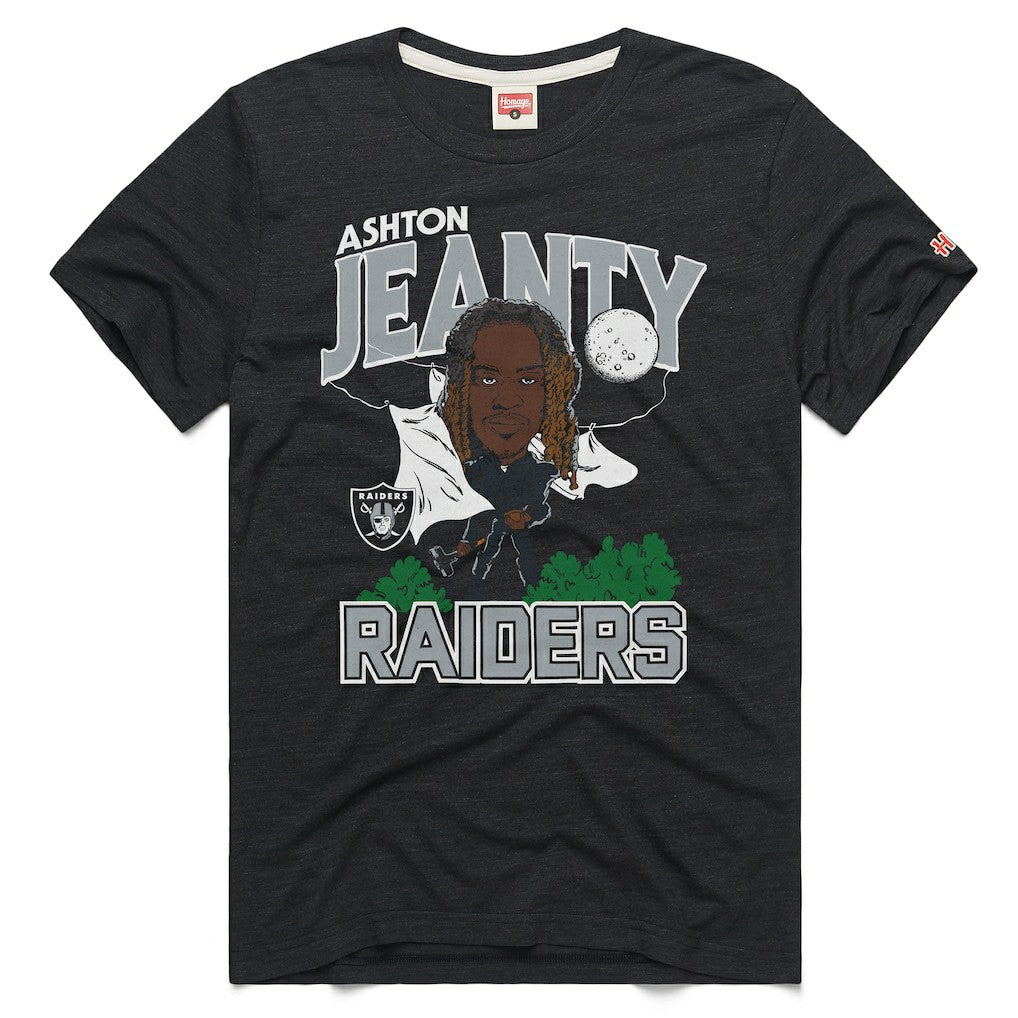 Las Vegas Raiders  Ashton Jeanty  Homage Unisex Caricature Player Graphic Tri-Blend T-Shirt