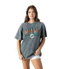 Miami Dolphins  Gameday Couture Women's Peak Performance Oversized Snow Wash T-Shirt