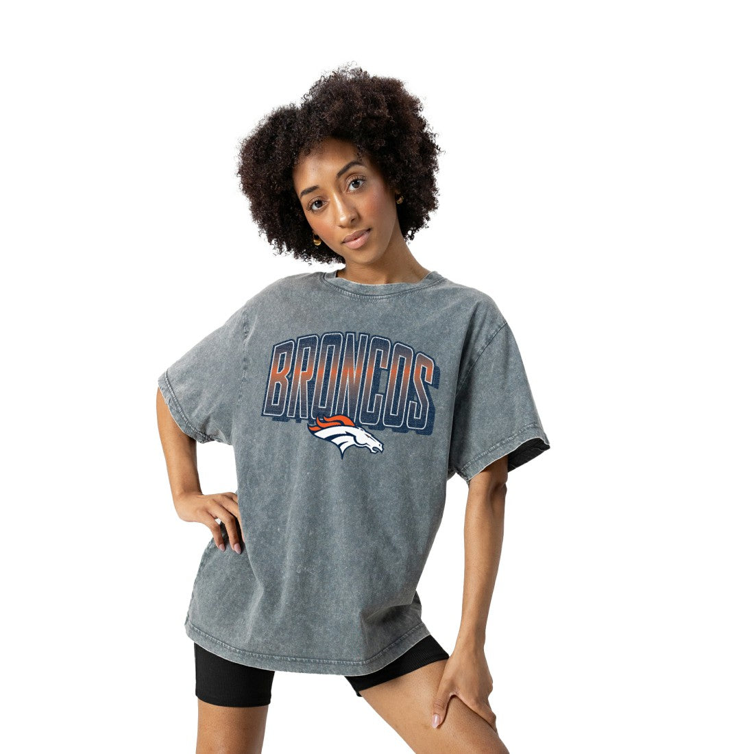 Denver Broncos  Gameday Couture Women's Peak Performance Oversized Snow Wash T-Shirt