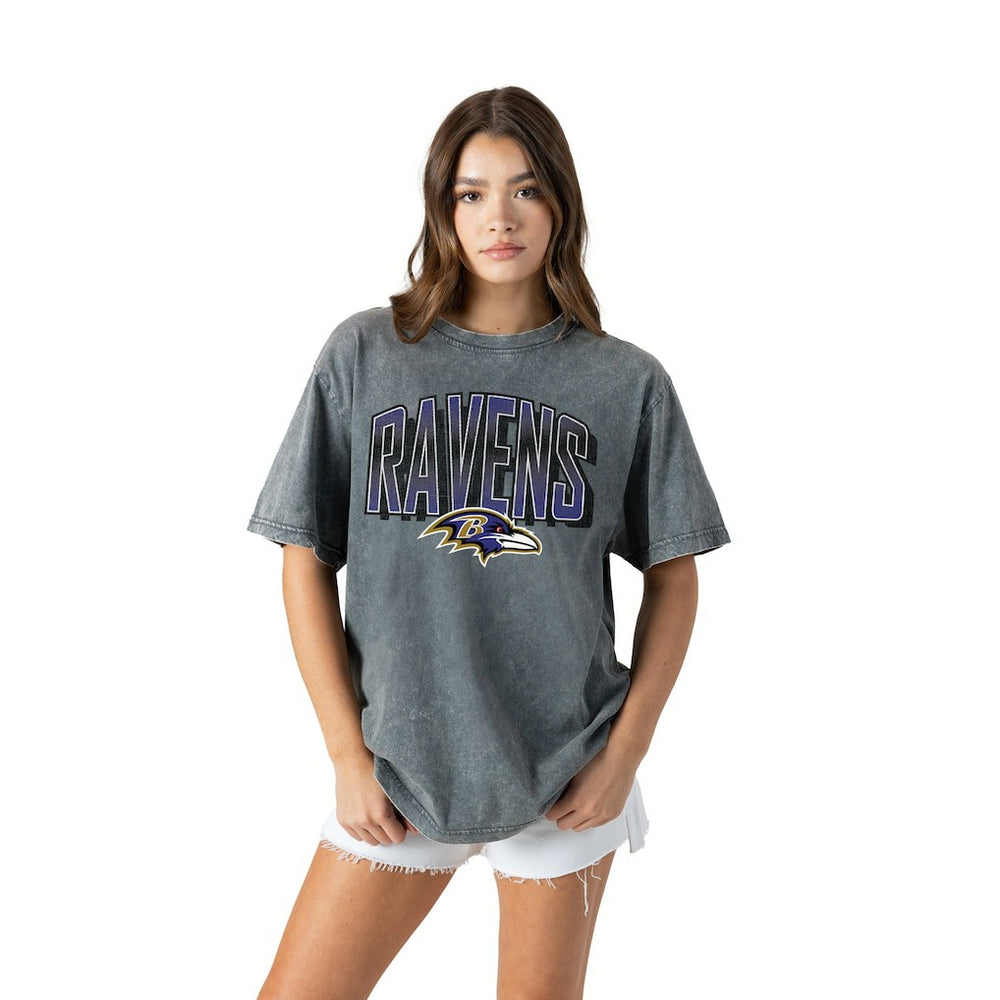 Baltimore Ravens  Gameday Couture Women's Peak Performance Oversized Snow Wash T-Shirt