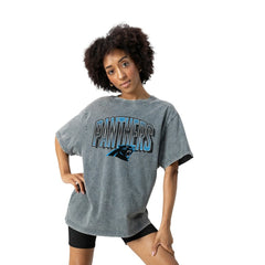 Carolina Panthers  Gameday Couture Women's Peak Performance Oversized Snow Wash T-Shirt