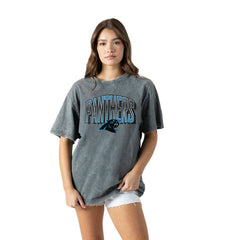 Carolina Panthers  Gameday Couture Women's Peak Performance Oversized Snow Wash T-Shirt