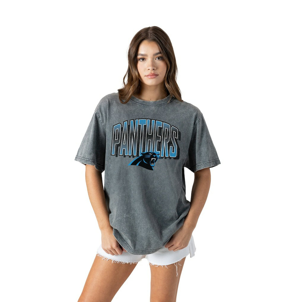 Carolina Panthers  Gameday Couture Women's Peak Performance Oversized Snow Wash T-Shirt