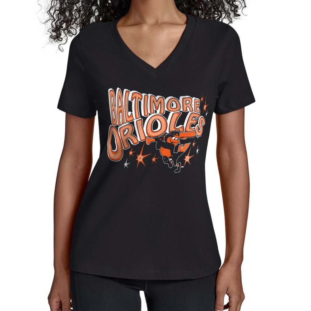 Baltimore Orioles Starter Women's Fireworks V-Neck T-Shirt | MLB New