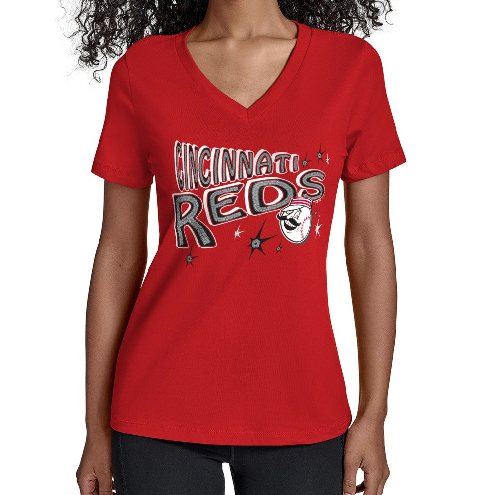 Cincinnati Reds Starter Women's Fireworks V-Neck T-Shirt | MLB Shop