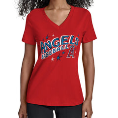 Los Angeles Angels Starter Women's Fireworks V-Neck T-Shirt | MLB Discount