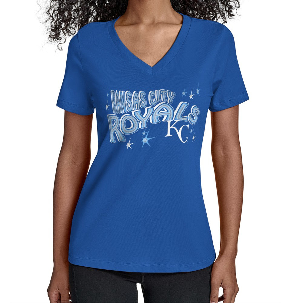Kansas City Royals Starter Women's Fireworks Team Name V-Neck T-Shirt | MLB Shop