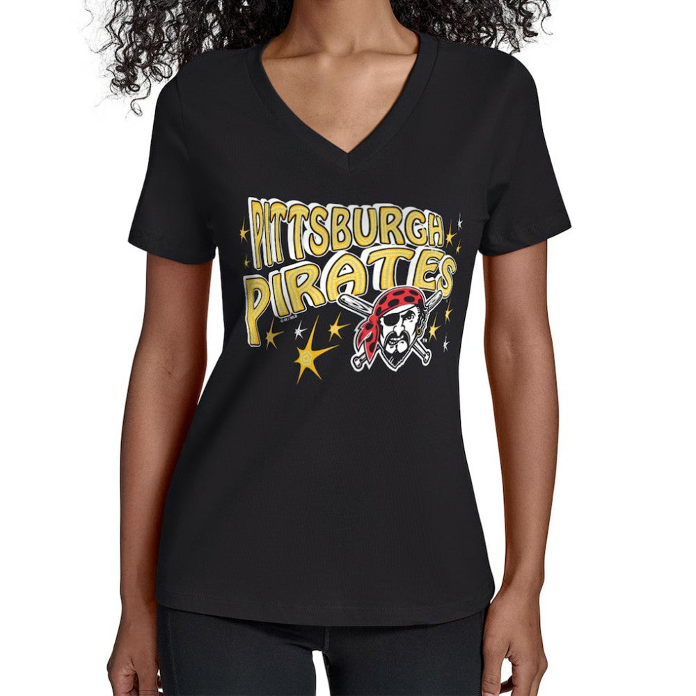 Pittsburgh Pirates Starter Women's Fireworks V-Neck T-Shirt | MLB For sale