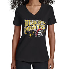 Pittsburgh Pirates Starter Women's Fireworks V-Neck T-Shirt | MLB For sale