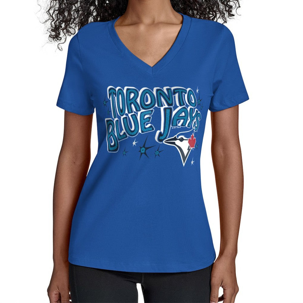 Toronto Blue Jays Starter Women's Fireworks Team Name V-Neck T-Shirt | MLB Sale