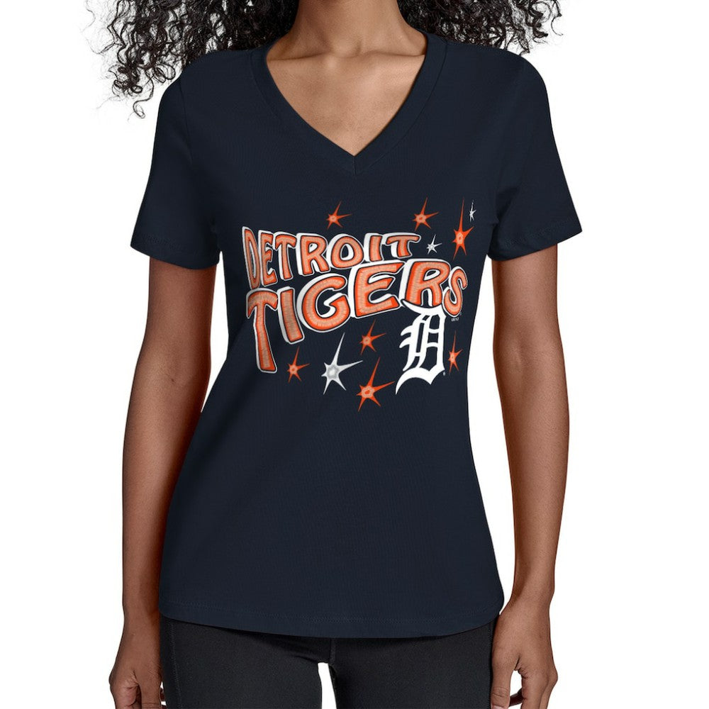 Detroit Tigers Starter Women's Fireworks V-Neck T-Shirt | MLB For sale