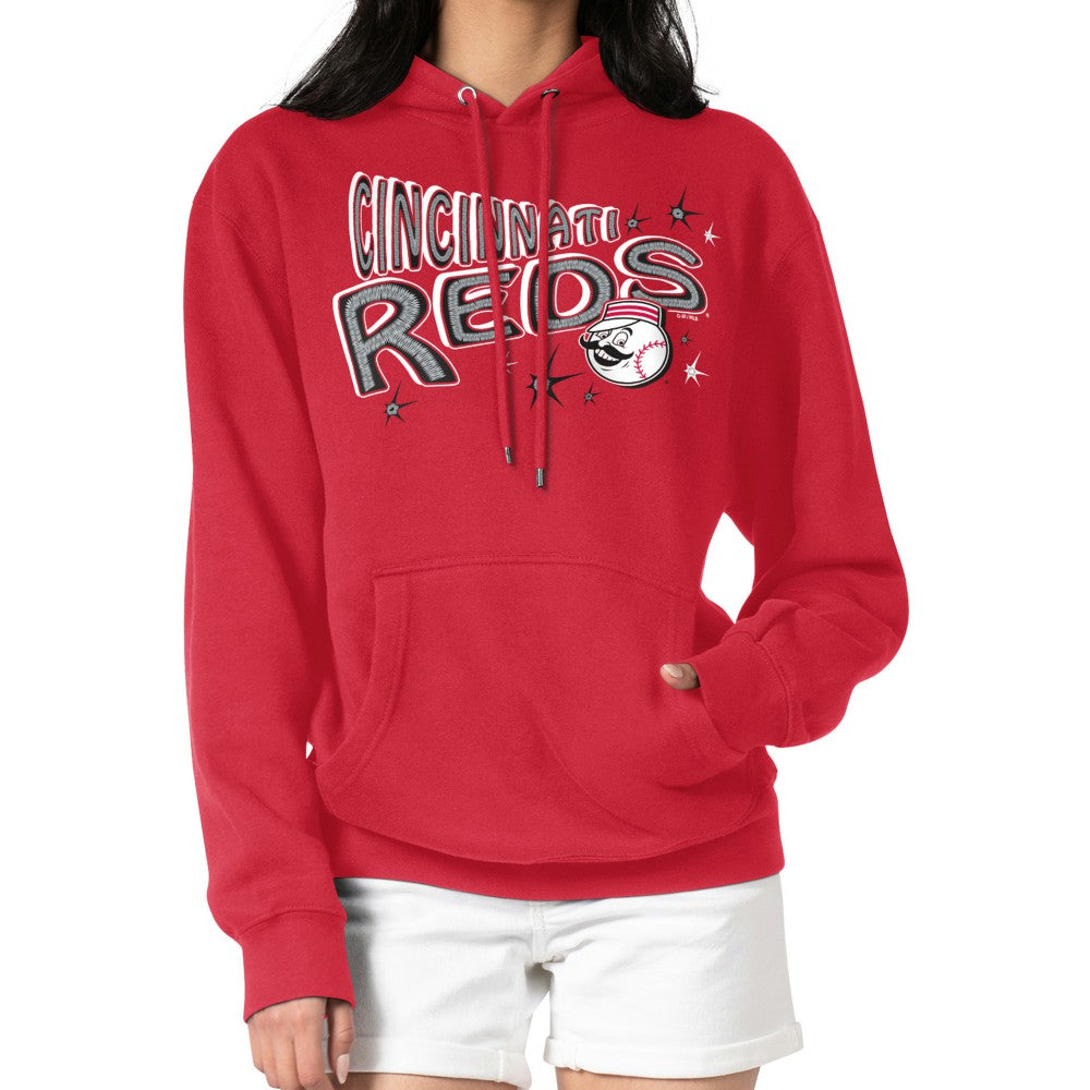 Cincinnati Reds Starter Women's Fireworks Fleece Tri-Blend Pullover Hoodie | MLB Shop