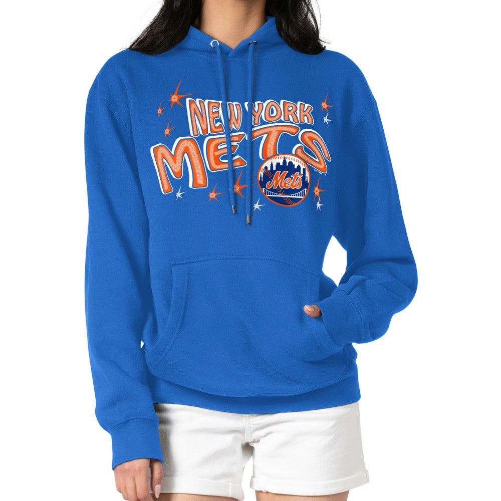 New York Mets Starter Women's Fireworks Fleece Tri-Blend Pullover Hoodie | MLB New