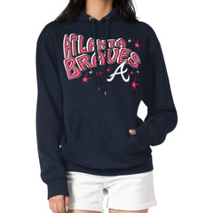 Atlanta Braves Starter Women's Fireworks Fleece Tri-Blend Pullover Hoodie | MLB Shop