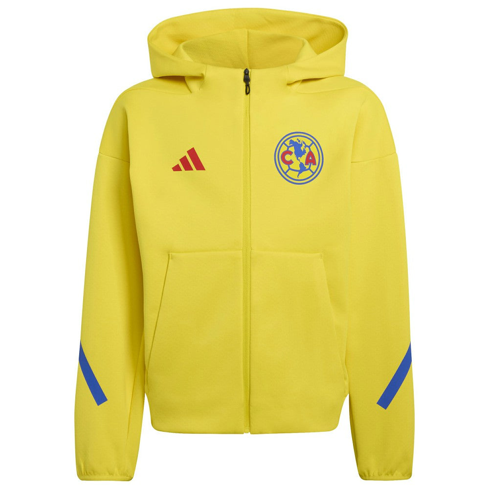 Club America Youth 2025/26 Club Anthem Full-Zip Hoodie Jacket Yellow - Adidas