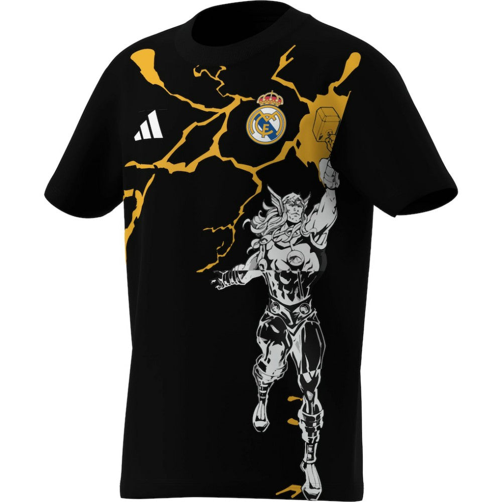 Real Madrid x Marvel Youth Graphic T-Shirt Black - Adidas