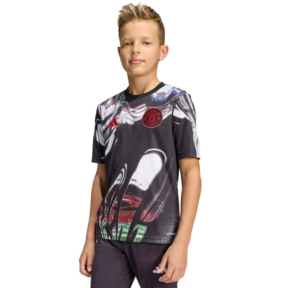 Manchester United Youth 2025/26 Pre-Match Training Jersey Black - Adidas
