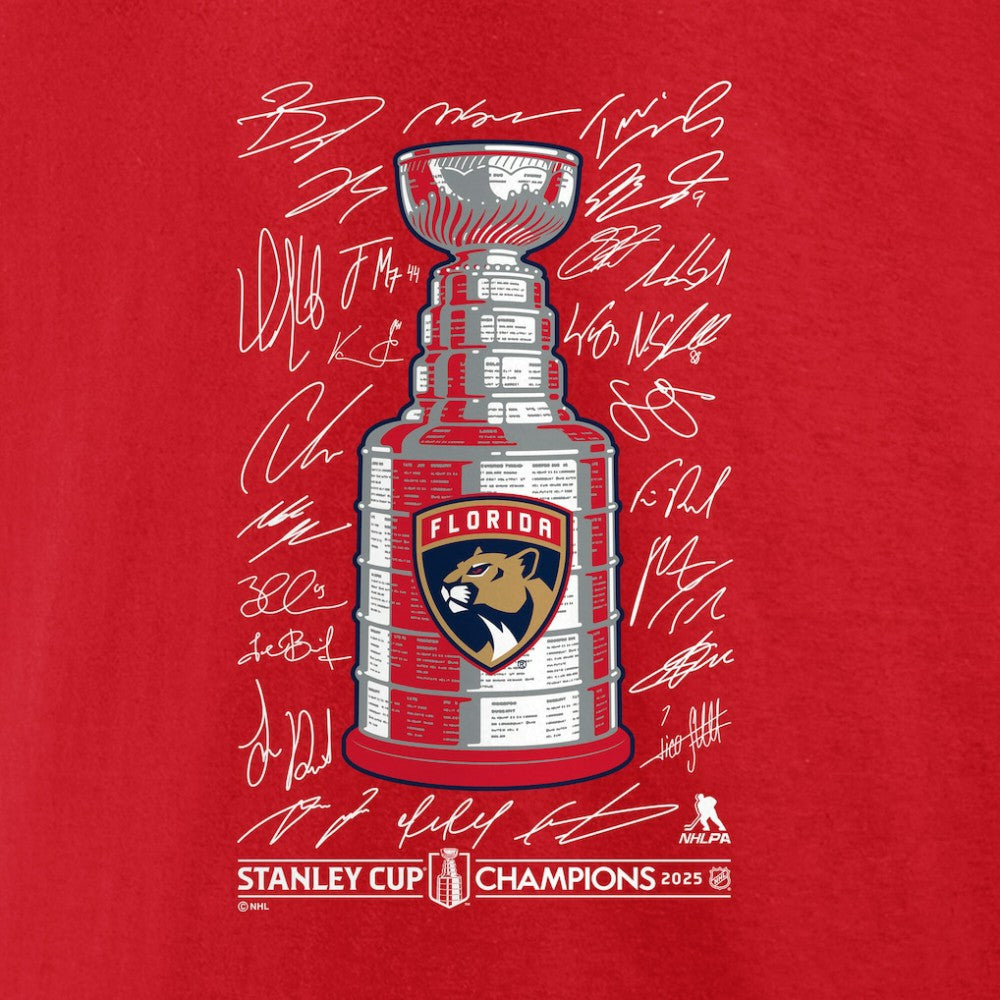 Florida Panthers Fanatics 2025 Stanley Cup Champions Signature Roster T-Shirt Sale