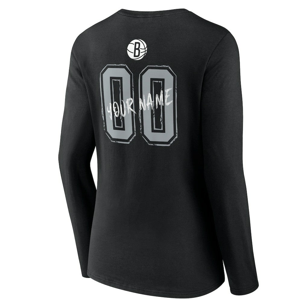 Brooklyn Nets Women's Hustle Custom Long Sleeve V-Neck T-Shirt For Sale