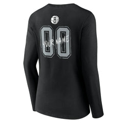 Brooklyn Nets Women's Hustle Custom Long Sleeve V-Neck T-Shirt For Sale