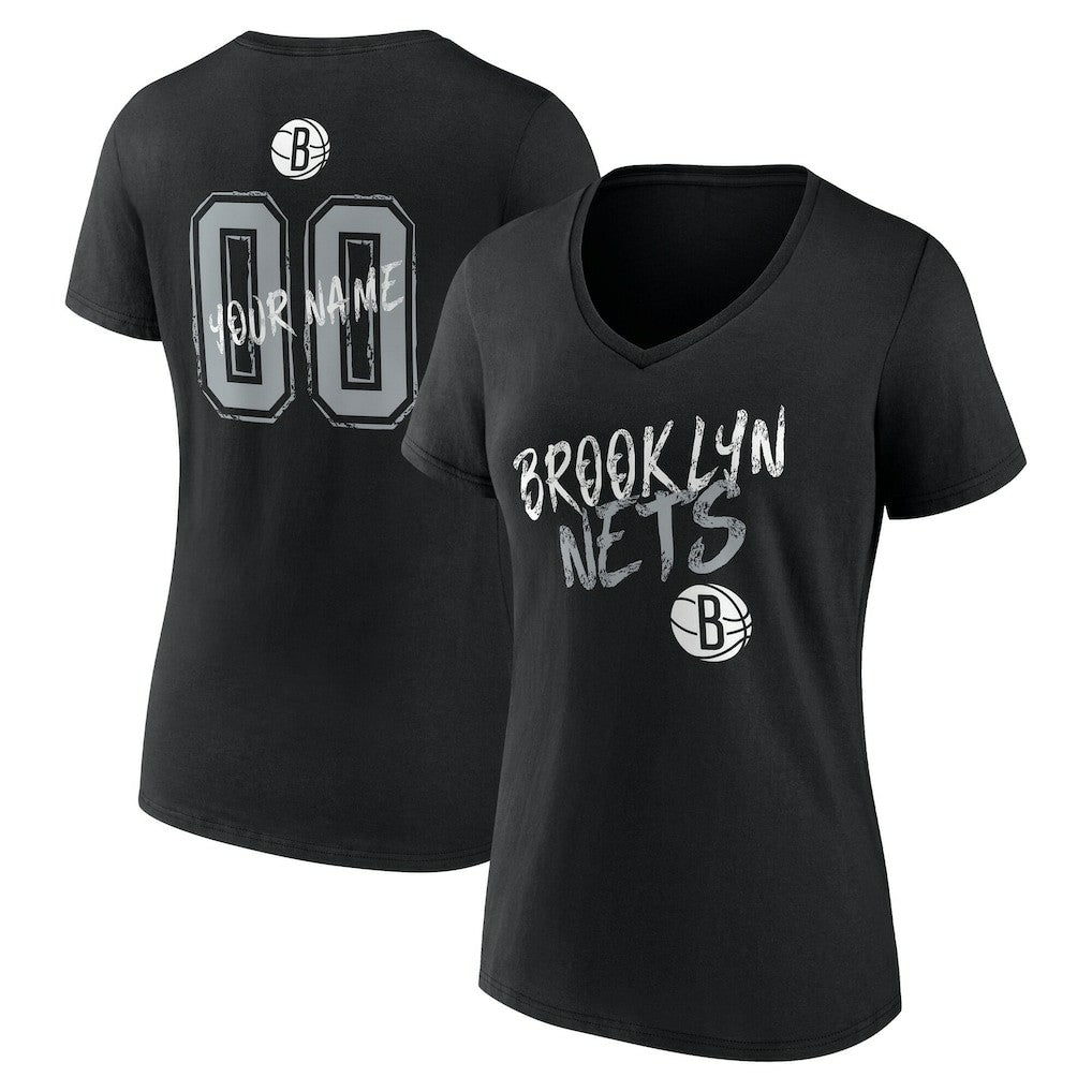 Brooklyn Nets Women's Hustle Custom V-Neck T-Shirt For Sale