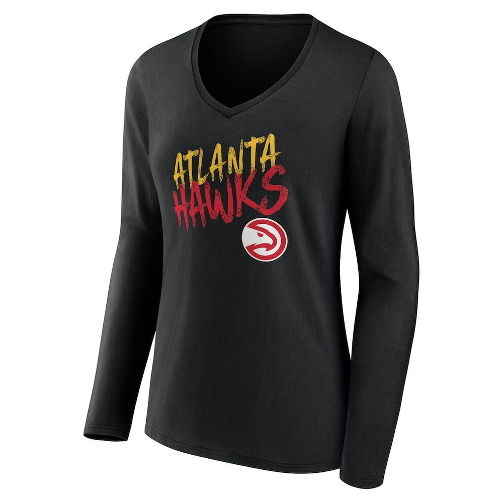 Atlanta Hawks Women's Hustle Custom Long Sleeve V-Neck T-Shirt On Sale