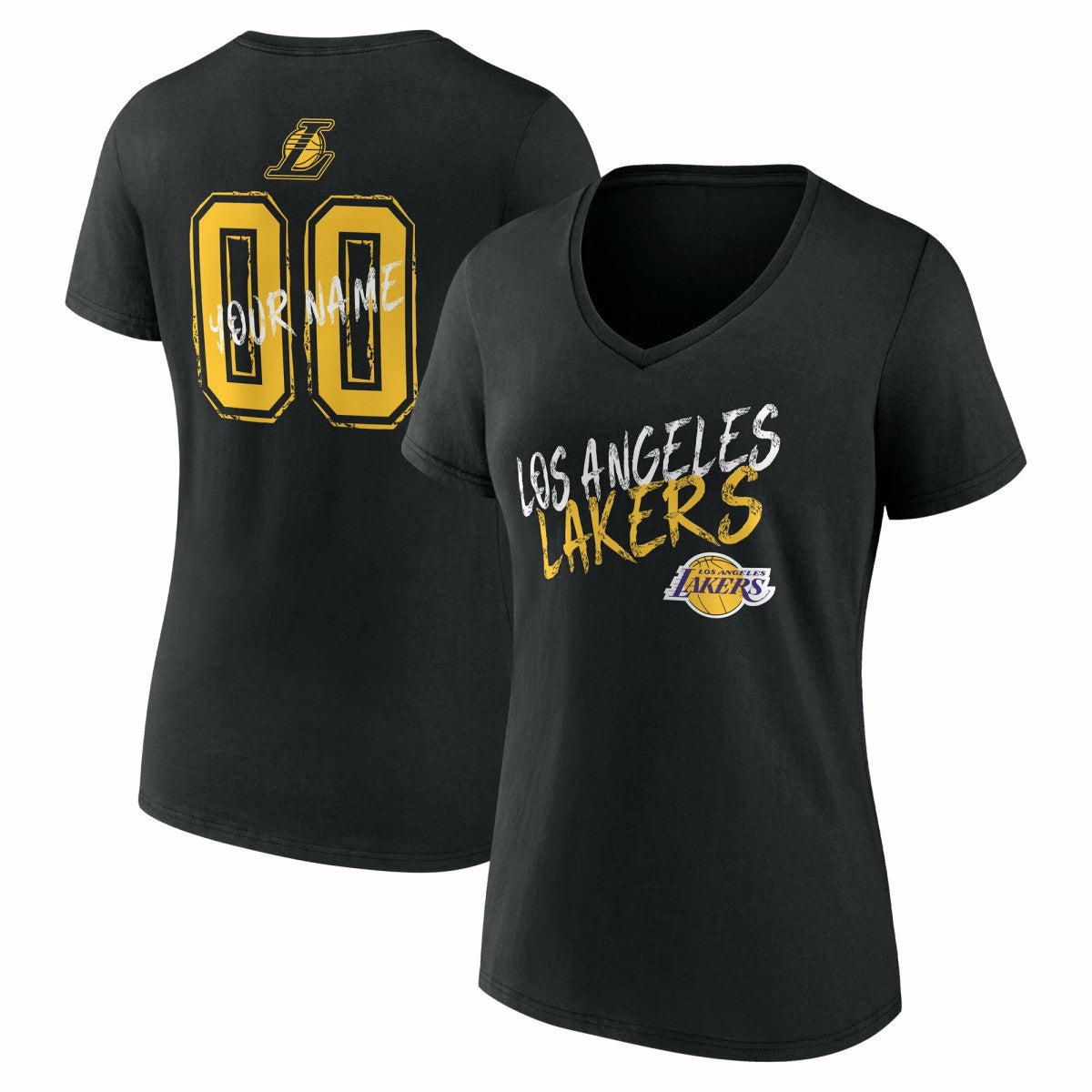 Los Angeles Lakers Women's Hustle Custom V-Neck T-Shirt Discount