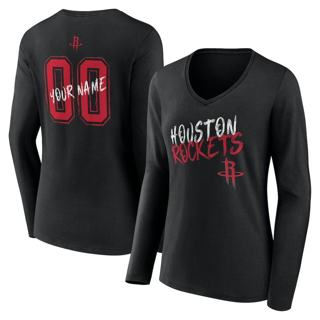 Houston Rockets Women's Hustle Custom Long Sleeve V-Neck T-Shirt Online
